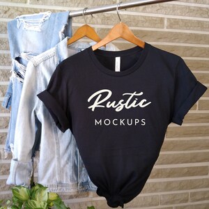 Bella Canvas 3001 Mockup, BC Black Shirt Mockup, BC 3001 Mockup, Bella Tshirt Mockup, Bella Black Hanger Mockup