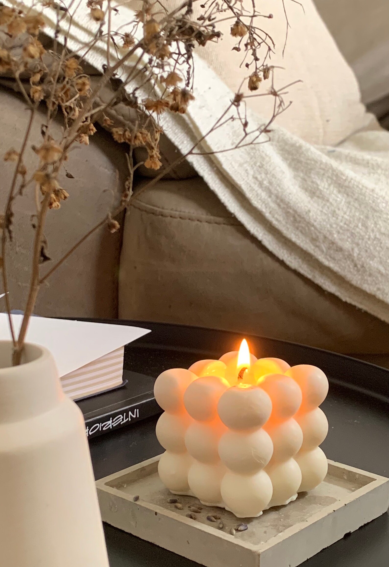 White Bubble Candle Set of 2 8x8x6cm Etsy