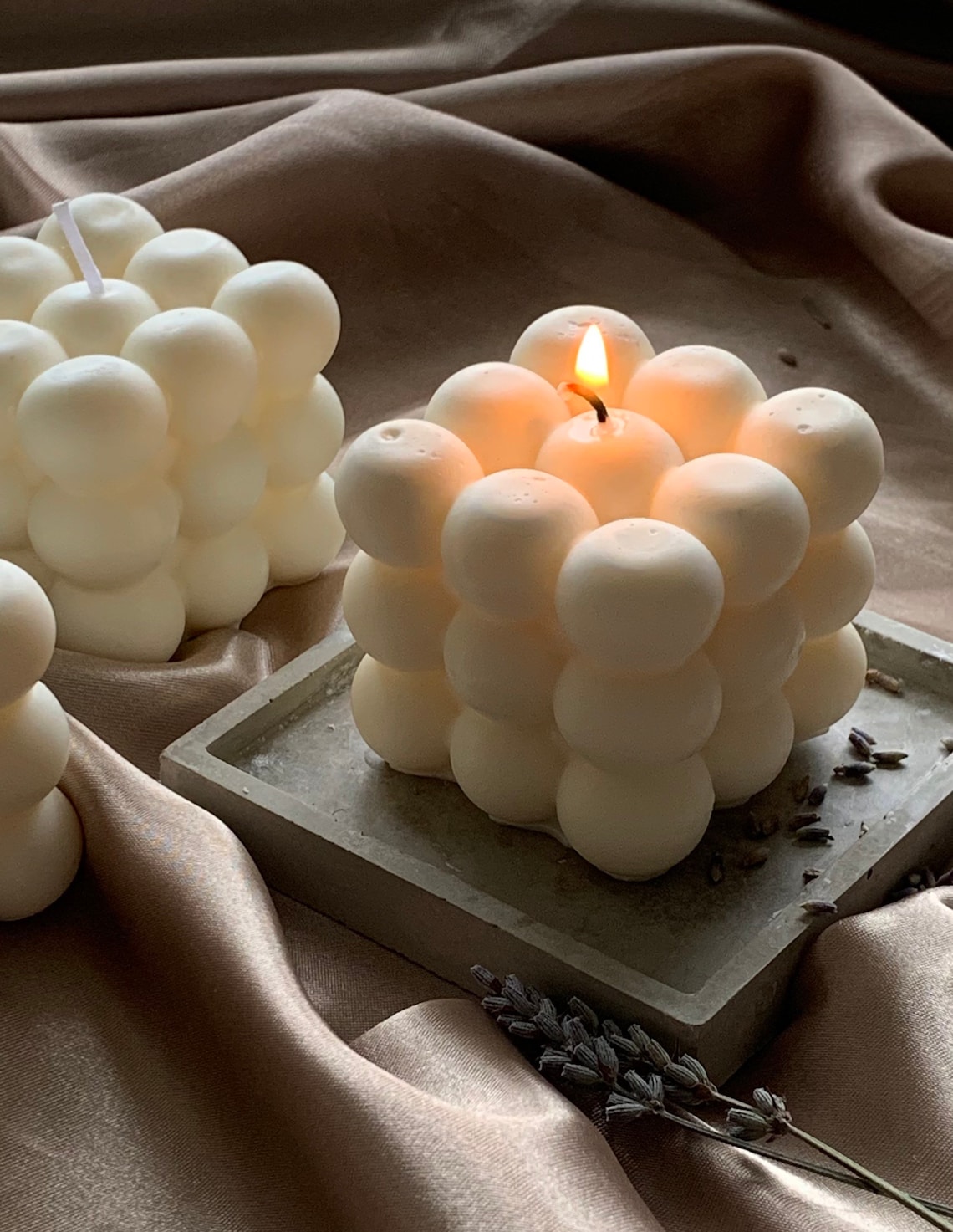 White Bubble Candle Set of 2 8x8x6cm Etsy