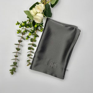 100% Pure Mulberry Silk Pillowcase, Charcoal Grey, 22mm Long Fibre 6A Grade image 1