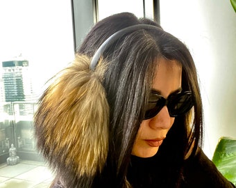 Extra Large Natural Fur Earmuffs