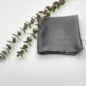 100% Pure Mulberry Silk Pillowcase, Charcoal Grey, 22mm Long Fibre 6A Grade image 8