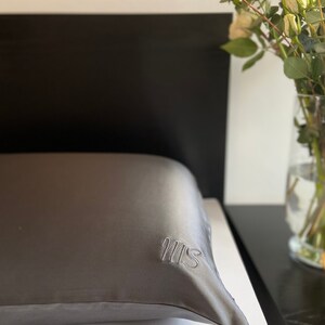 100% Pure Mulberry Silk Pillowcase, Charcoal Grey, 22mm Long Fibre 6A Grade image 5