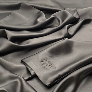 100% Pure Mulberry Silk Pillowcase, Charcoal Grey, 22mm Long Fibre 6A Grade image 7