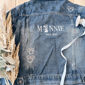 Womens Minnie Mouse inspired Embroidered Disney Denim Jean Jacket