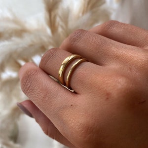 LIZ | Ring | Double ring | Double-breasted | Stainless steel | 14k gold plating | Water resistant