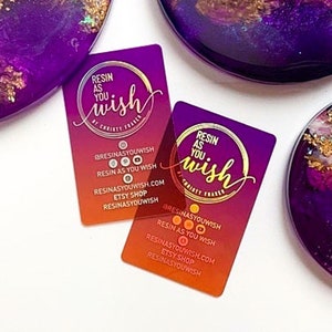 Holograph business card, buis card, clear business card. Colored unique business card, transparent business cards, gold foil business card