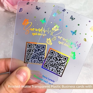 QR Code Business Cards, Plastic Card, frosted business cards, Clear business card, holographic business card, unique business card lash nail