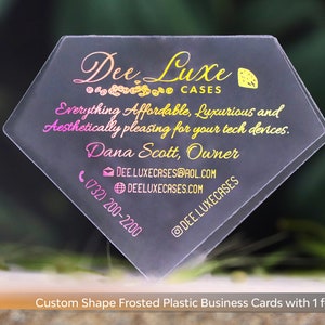 Diamond shape business cards, custom shape card, die cut business card, custom business card, translucent cards, jewelry form business cards