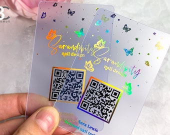 QR Code Business Cards, Plastic Card, frosted business cards, Clear business card, holographic business card, unique business card lash nail