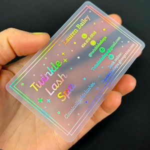 Hologram Business Cards, Plastic Card, frosted business cards, Clear holographic business card, unique business card lash nail make up