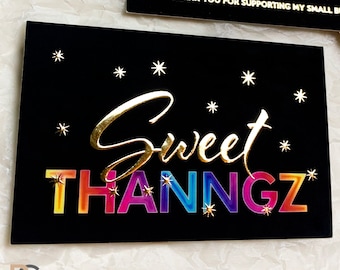 Raised Foil Business Cards, Soft Touch Paper, Handmade Card, Full Color Printing, Elegant Black