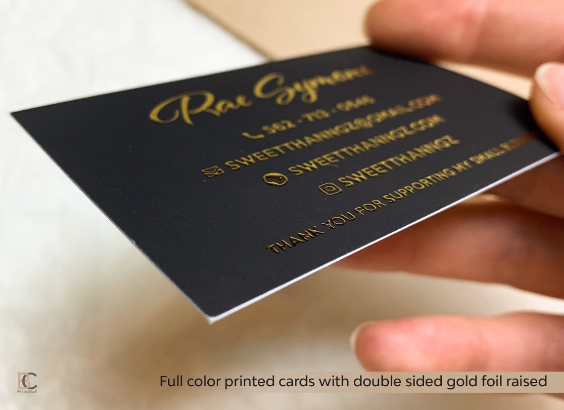 Raised Foil Business Cards With Fullcolor Printing. Thin Etsy
