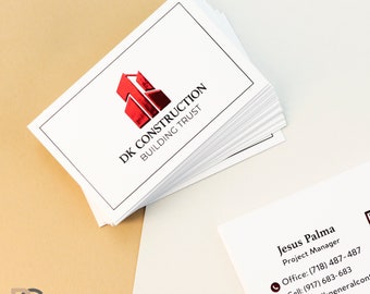 Raised Foil Business Cards, Luxury Modern Laminated White Paper