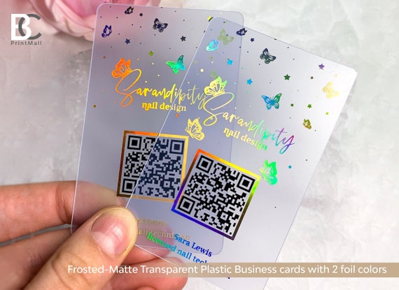 QR Code Business Cards, Plastic Card, Frosted Business Cards, Clear  Business Card, Holographic Business Card, Unique Business Card Lash Nail 