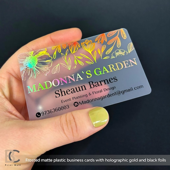 Clear Transparent Plastic Business Cards Waterproof, Holographic Foil,  Custom Unique Design - Etsy