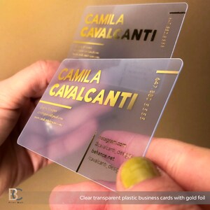 Clear business cards, hot foil card, gold foil, translucent acrylic, beauty custom holograph, emboss design, elegant esthetician hairstylist