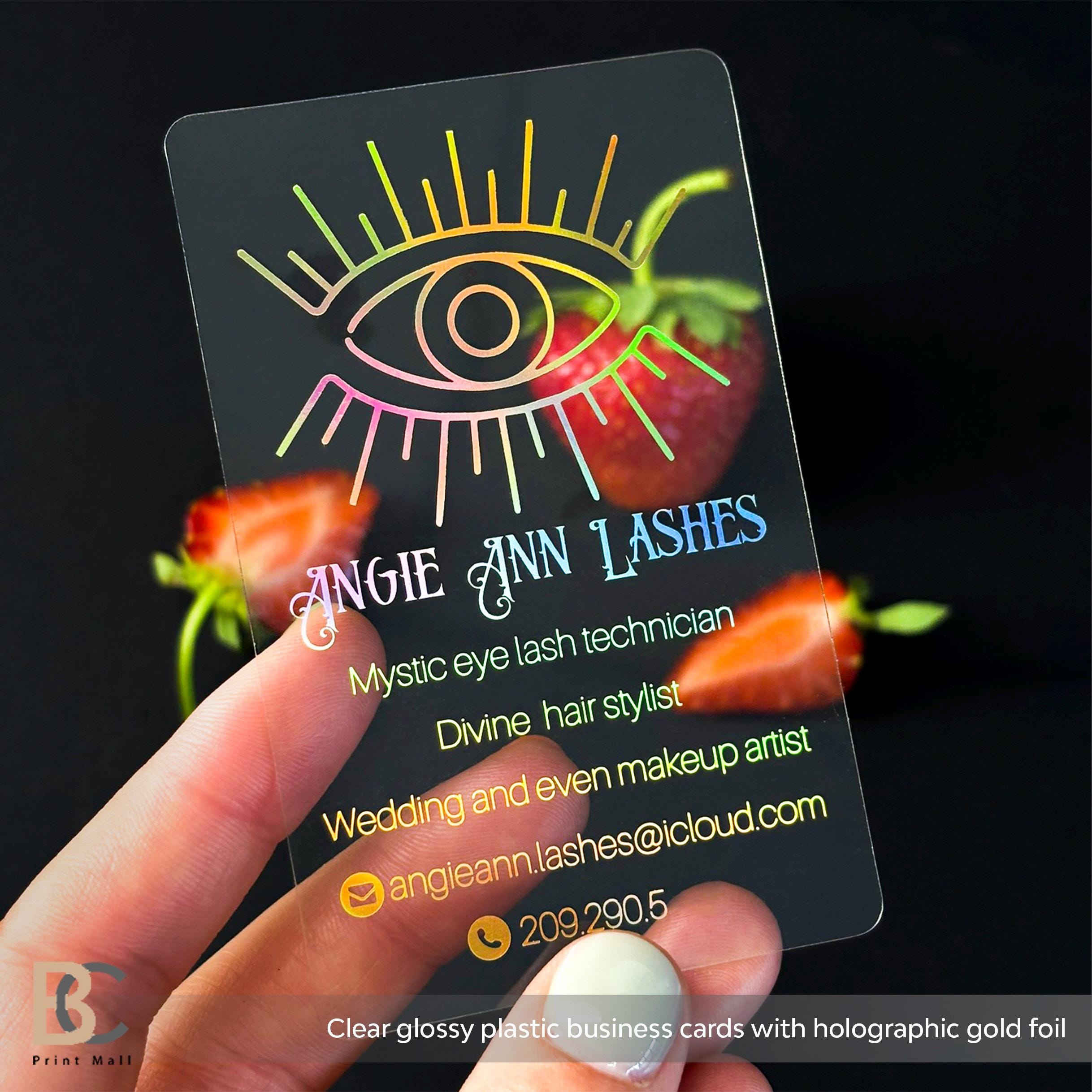 Holographic Gold Foil Business Cards, Translucent Clear Glossy & Frosted  Matte Plastic, Custom Design - Etsy