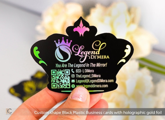 custom holographic business cards Foil share NFC chip and a matching QR code engraving included Plastic Business Cards | Holographic