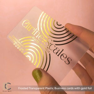 Gold business cards, custom plastic cards, clear plastic cards, luxury free design, 100 - 500 transparent cards, free shipping cards