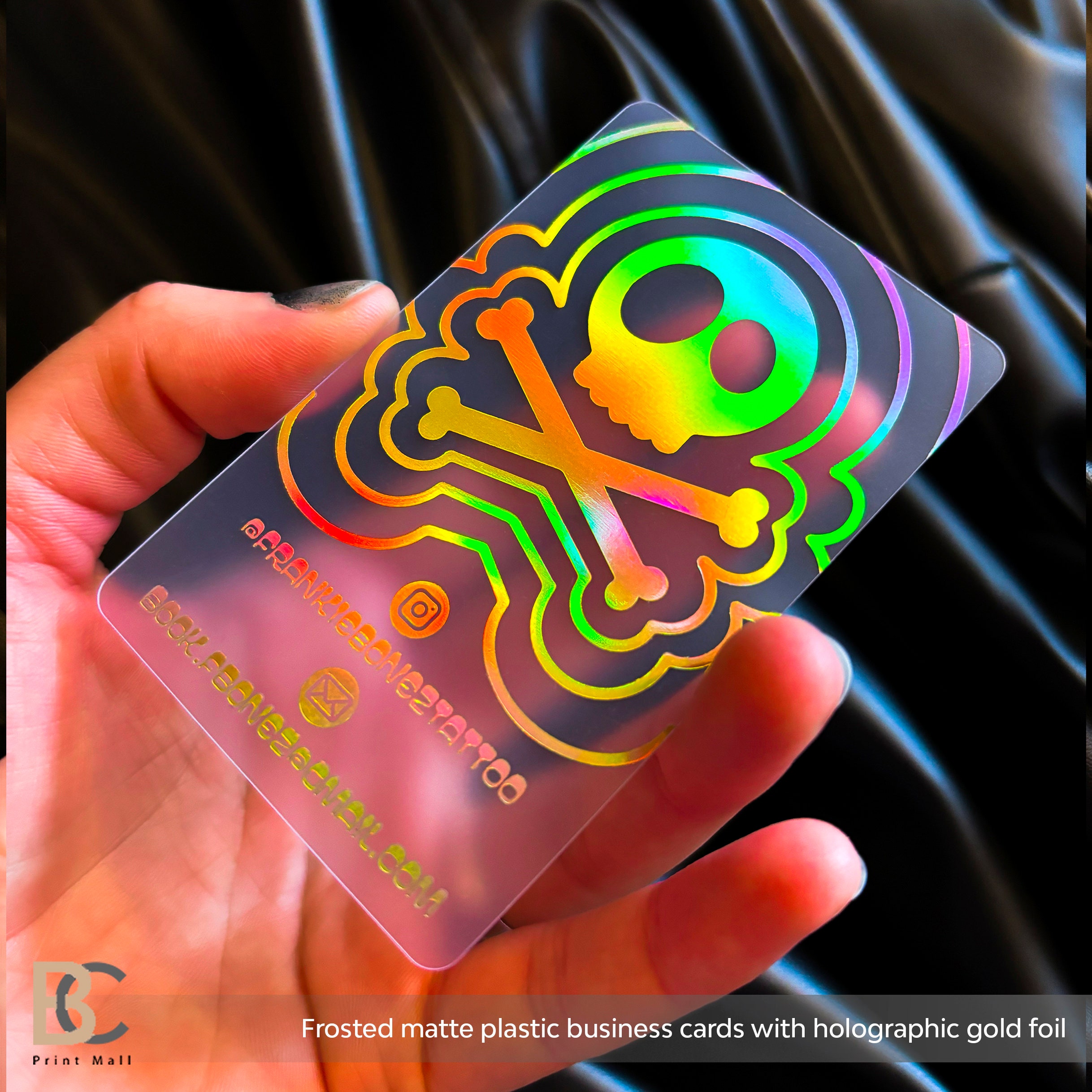 Custom Frosted Clear Business Cards, Holographic Foil Design - Etsy