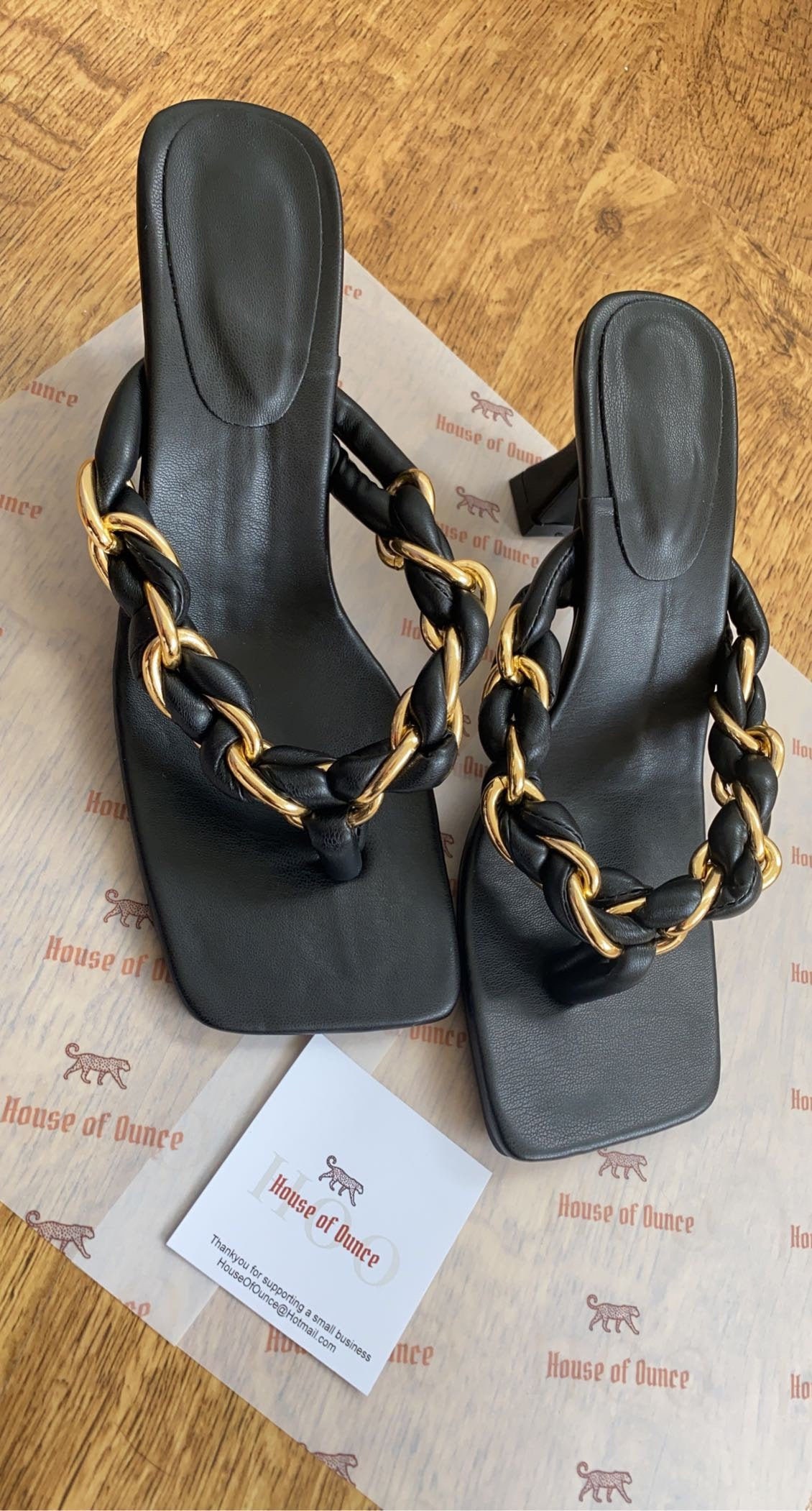 Gold chain detail thong toe heeled sandals SIZE 5 Etsy