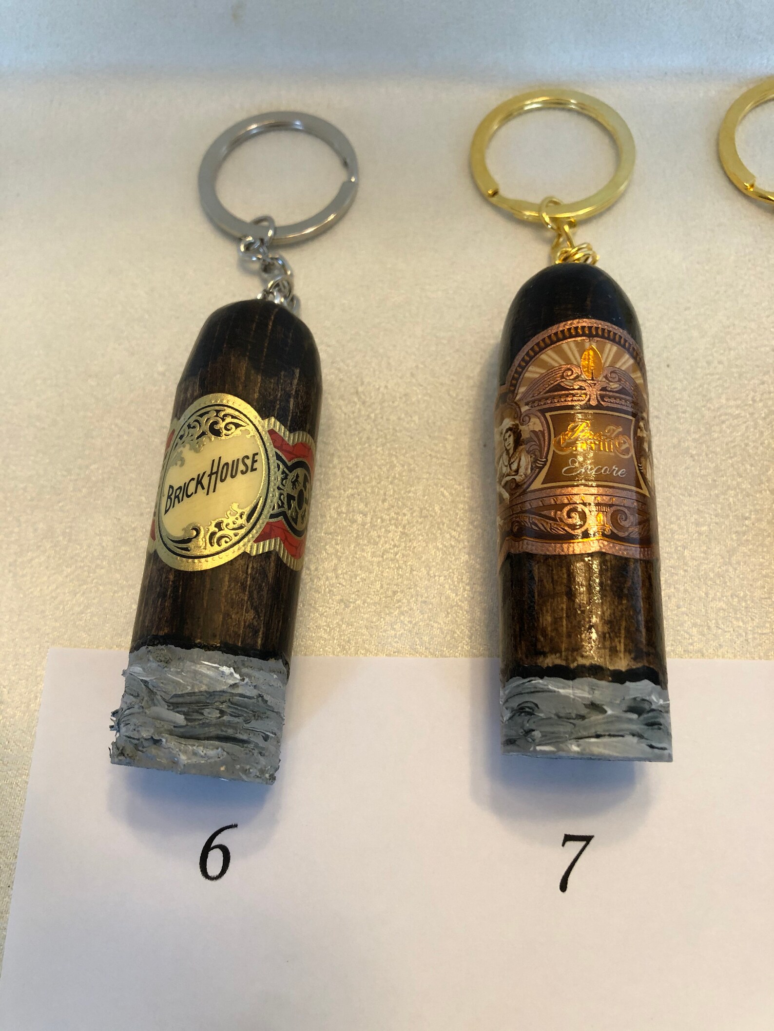Handcrafted Wood Cigar Keychain with Real Cigar Bands Etsy