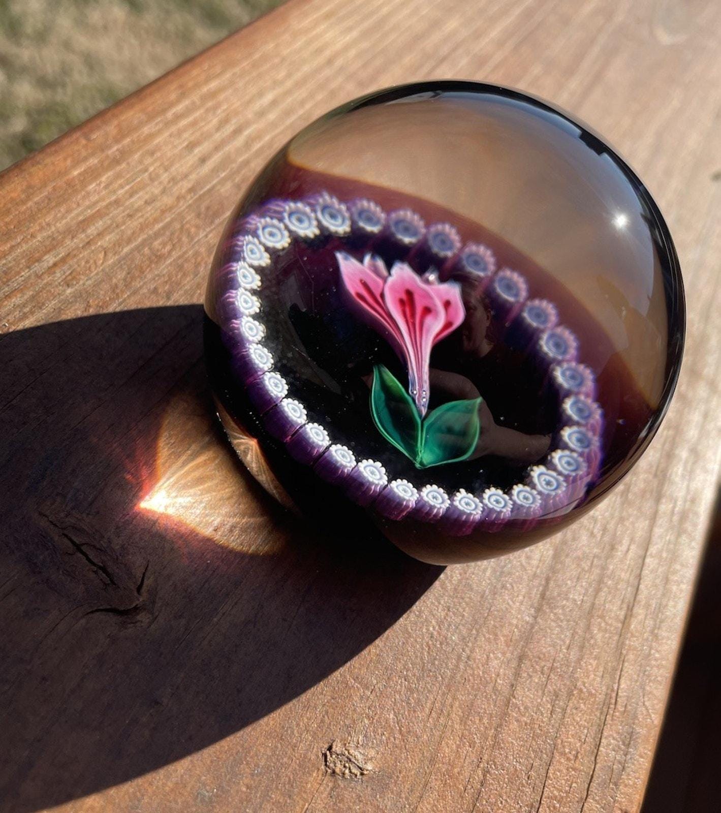 ヴィンテージ　Caithness ペーパーウェイト　ローズ＆レディバード　英国 Caithness - Etsy Canada