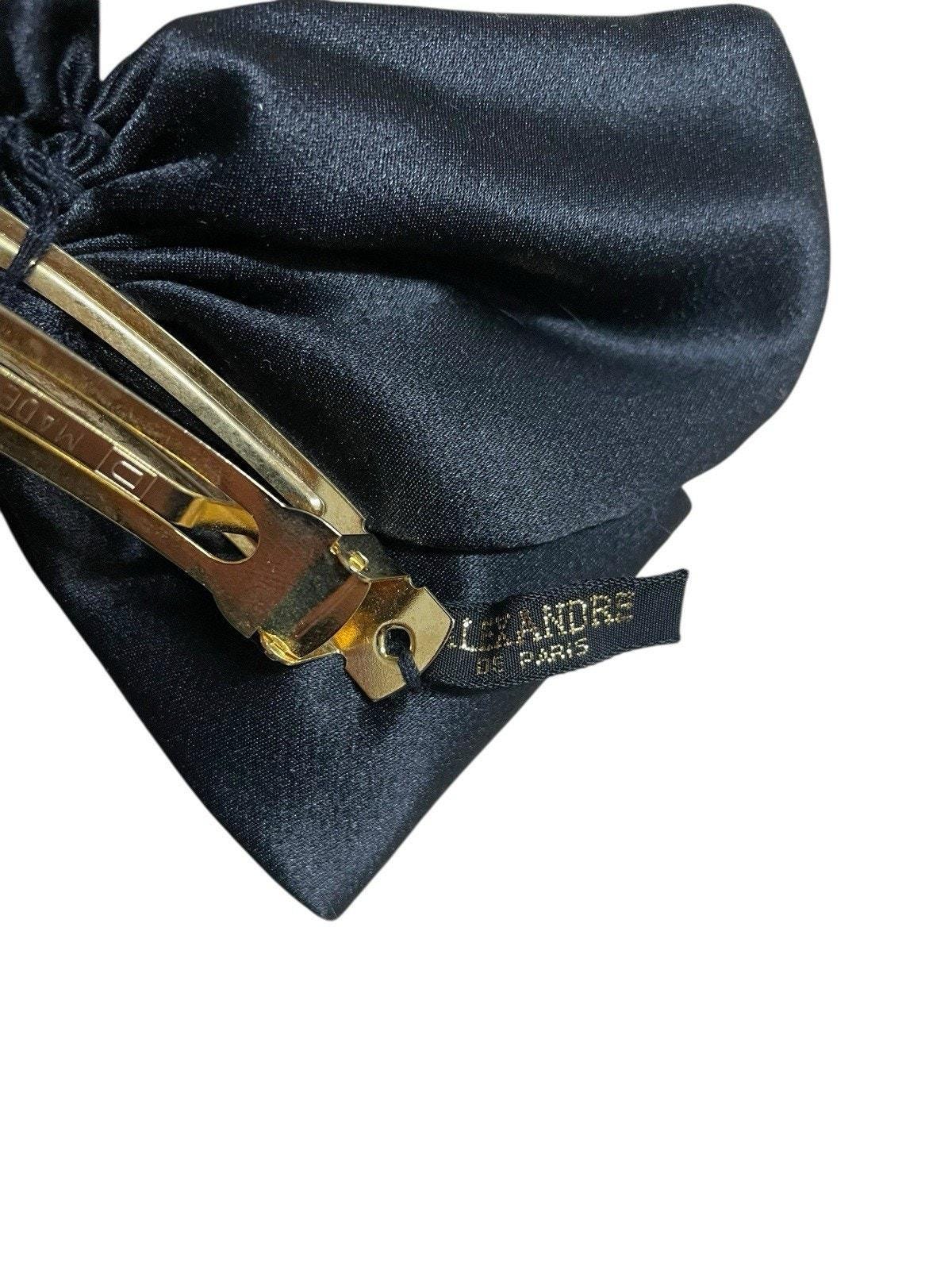 VTG Alexandre De Paris Barette Black Satin Bow Beaded Made  display picture 1