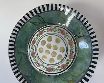 VTG Mackenzie Childs Circus Rose Plate 9” Hand Painted Rare Signed “MC-LTD”