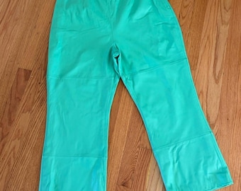 VTG 90’s Pamela McCoy Genuine Leather Pants Crop Pastel Green Plus Size 1X