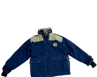 VTG Champion Notre Dame Fighting Irish Double Layer Bomber Jacket Blue Medium