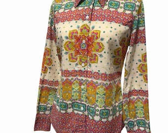 Lucky Brand Mandala Print Baumwolle Shirt Boho Größe M ASO Lane Kim Leichtgewicht