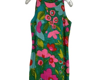 VTG 60’s Herman Geist Mod Dress Floral Open Back Size 11/12