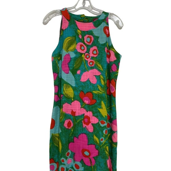 VTG 60’s Herman Geist Mod Dress Floral Open Back Size 11/12