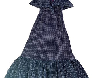 Vintage 1950s Purple Polka Dot Maxi Dress & Shawl Made In USA Size 13 Small