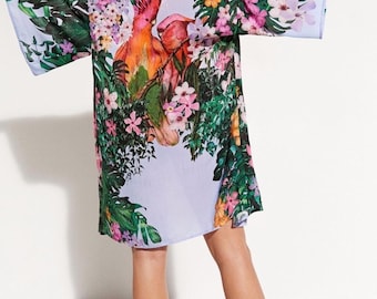 NWT Desigual Amelia Kimono Beach Cover Up Parrot Small