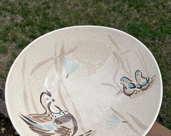 1950’s/60’s Red Wing Pottery Hand Painted MCM Quail Serving Bowl Bob White VTG