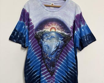 1996 90's VTG Mike Dubois Tie Dye Trippy Whales T Shirt Nature Mens Size XL