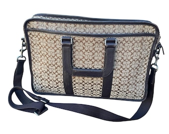 Coach Embassy Brief Case Laptop Travel Bag Jacquard Signature C Logo Work
