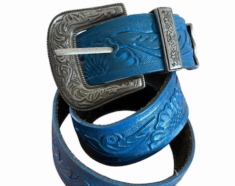 Free People Embossed Distressed Western Leather Belt Small Medium Up To 36W