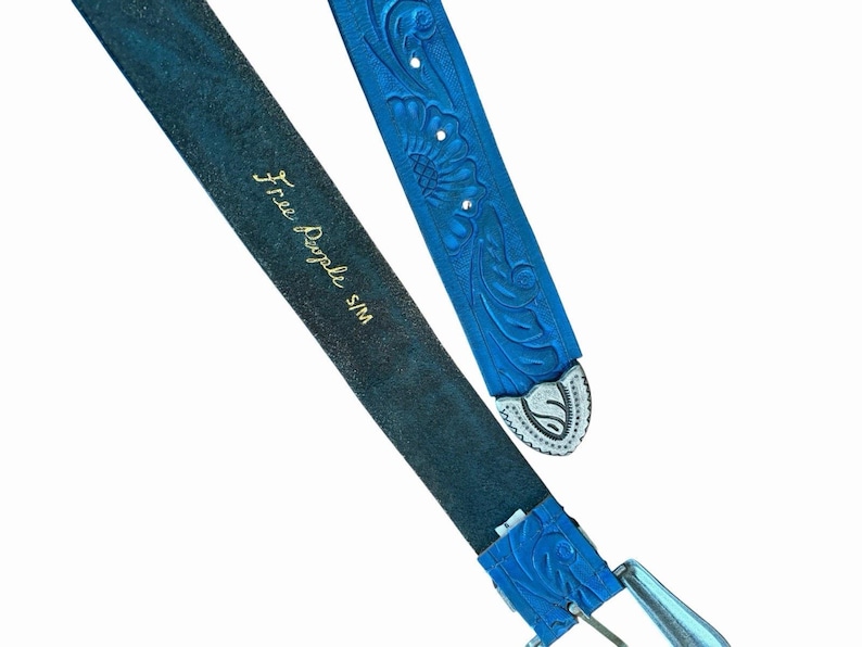 Free People Embossed Distressed Western Leather Belt Small Medium Up To 36W image 3