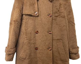 VTG 1970’s Bergdorf Goodman Alpaca/Wool Brown Trench Coat Womens Size 6 Italy