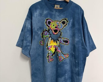 Grateful Dead Bear T Shirt Tie Dye Single Stitch Made In USA 2021 Liquid Blue XL