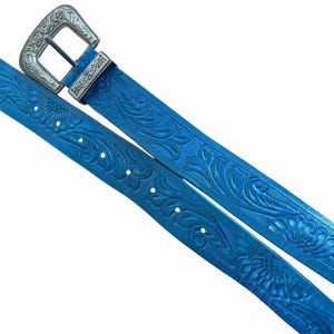 Free People Embossed Distressed Western Leather Belt Small Medium Up To 36W image 5