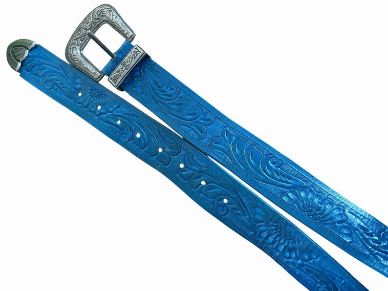Free People Embossed Distressed Western Leather Belt Small Medium Up To 36W image 5