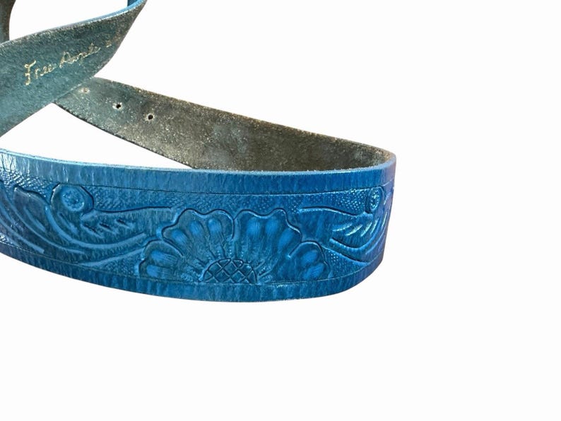 Free People Embossed Distressed Western Leather Belt Small Medium Up To 36W image 6