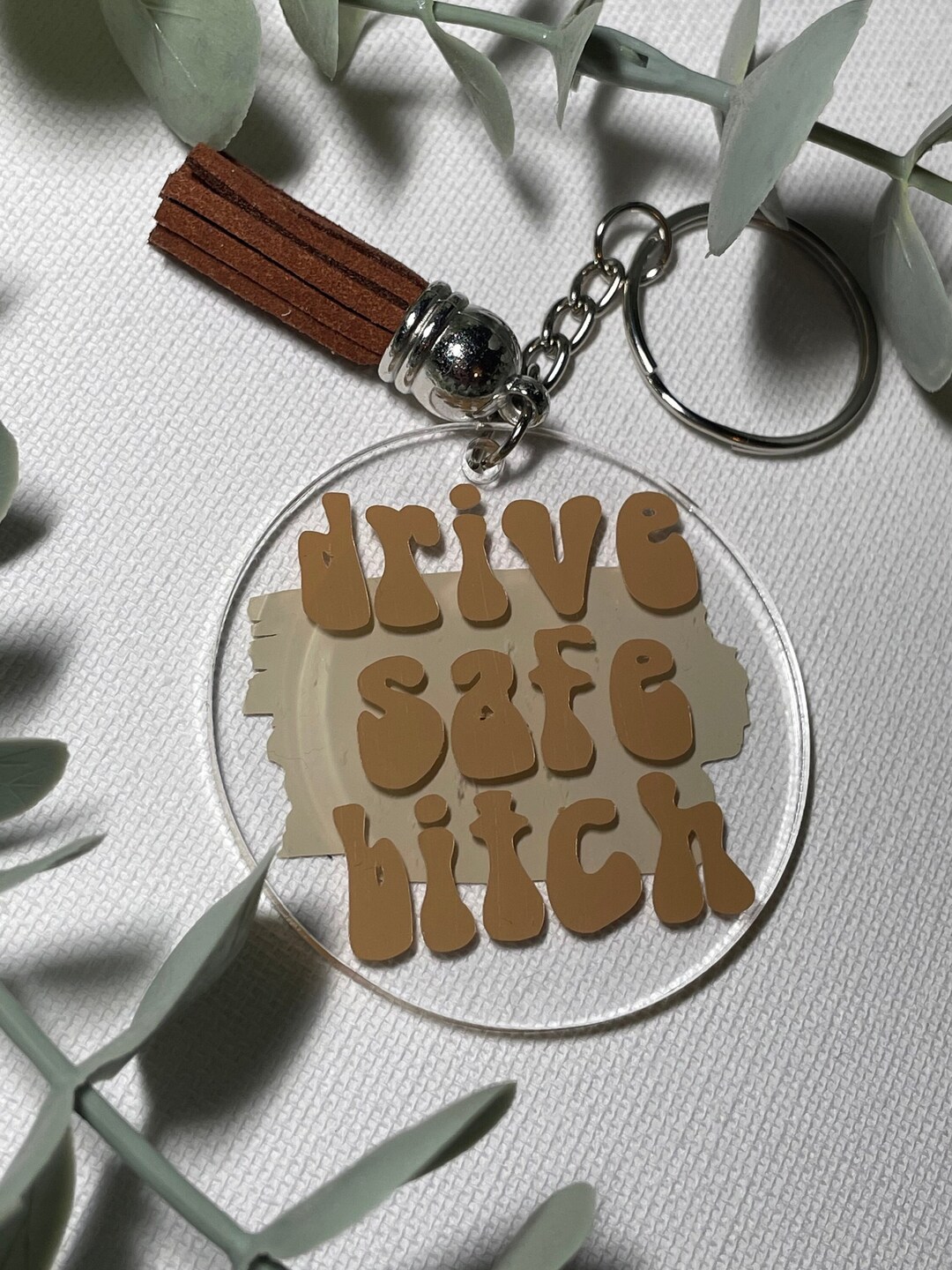 DRIVE SAFE Keyring Retro Groovy Key Chain Y2K Driving Car Key