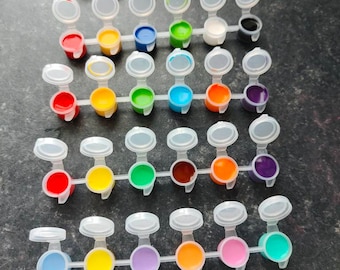 Paint pots, filled paint pots, ready mix paints, crafting paints, paints and paintbrush, painting set