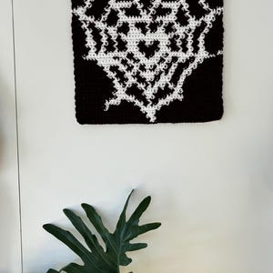 crochet heart spiderweb tapestry